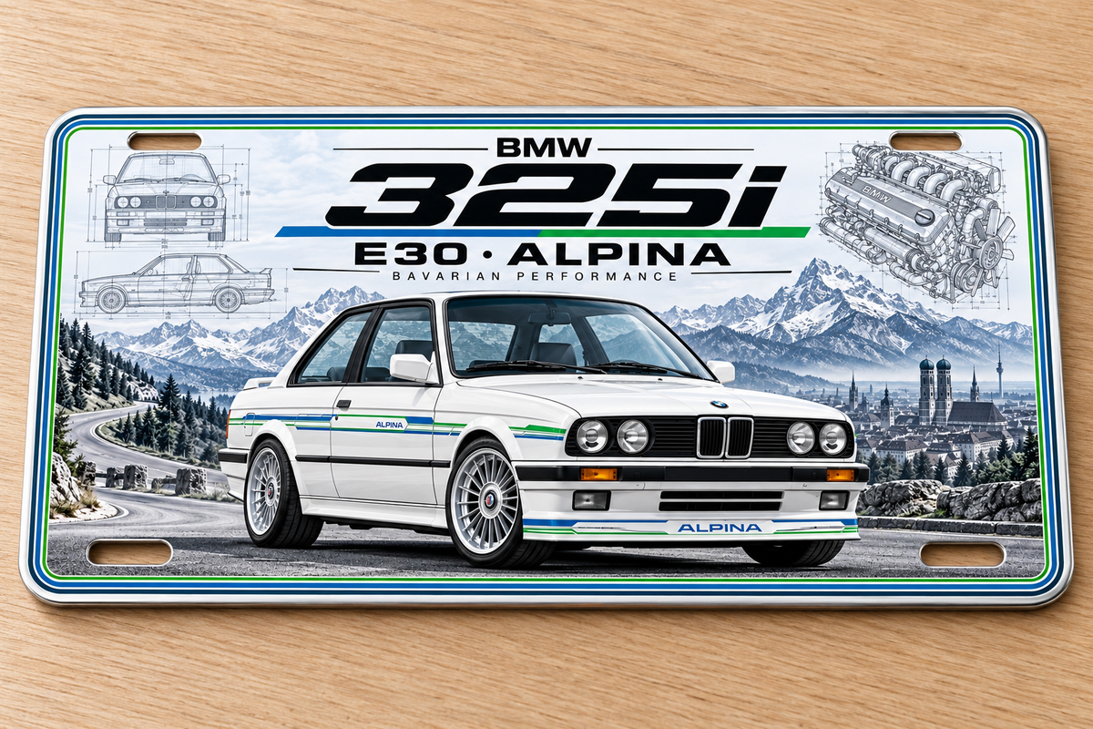 BMW E30 325 alpina metal wall sign, glossy Printed show plate - Free Postage