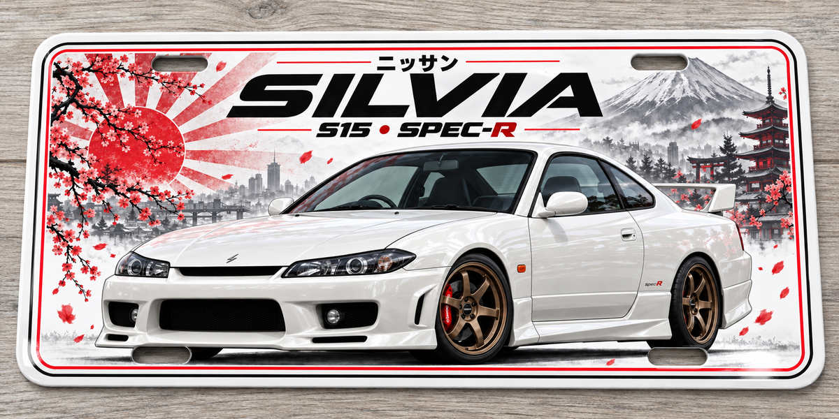 Nissan S15 Silvia spec R Japanese metal wall sign, glossy Printed show plate - Free uk postage