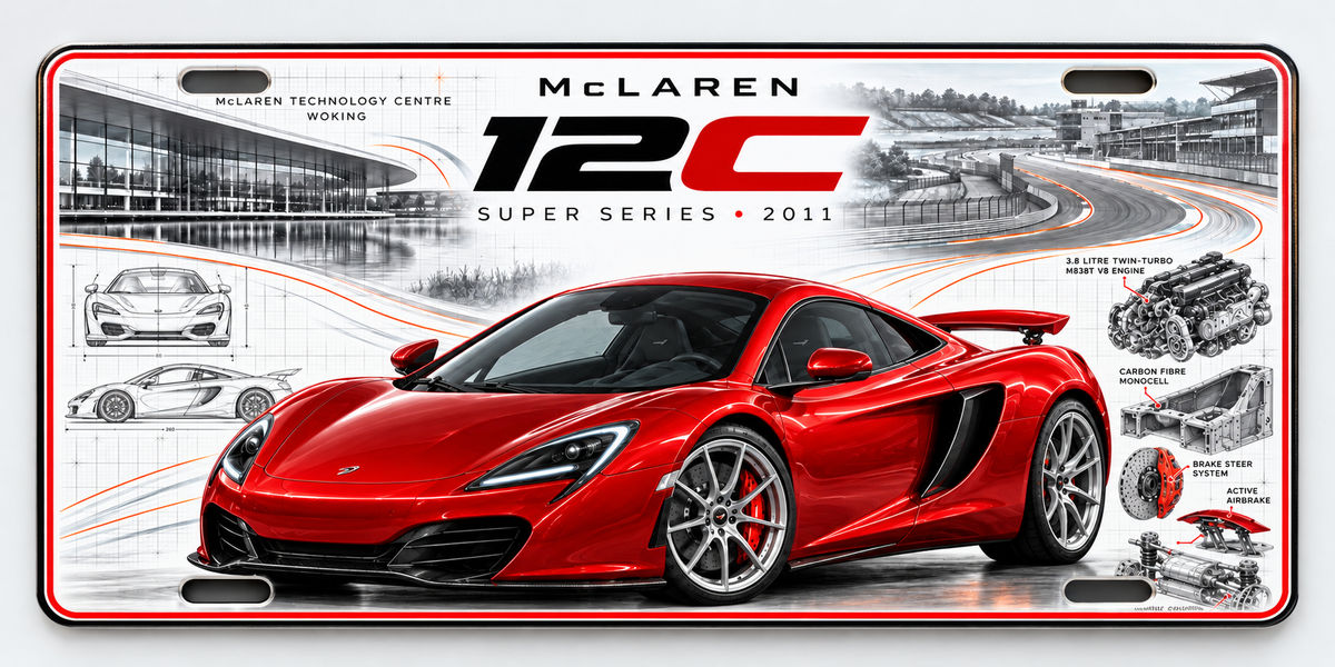 McLaren 12C metal wall sign, glossy Printed show plate - Free UK postage