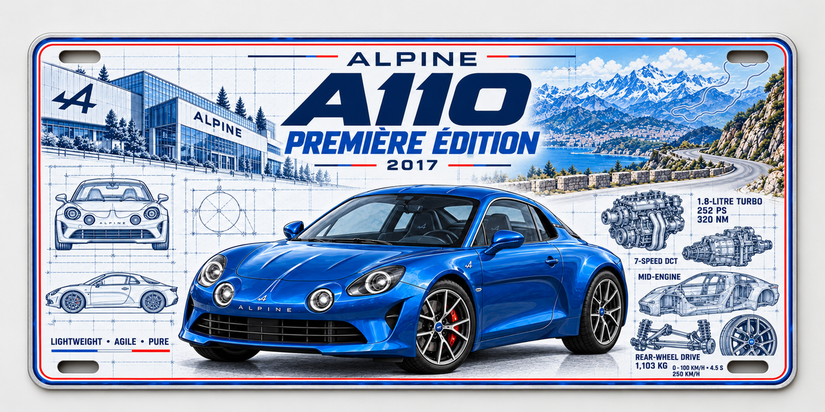 Alpine 110 premier edition metal wall sign, glossy Printed show plate