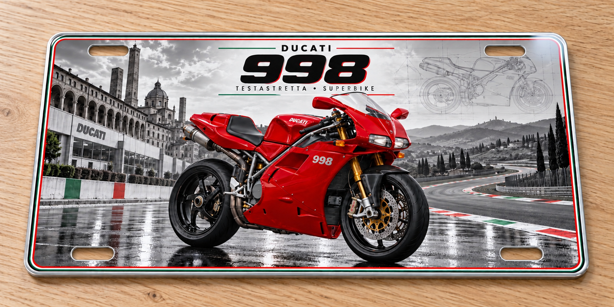 Ducati 998 wall sign, glossy Printed show plate - Free Postage