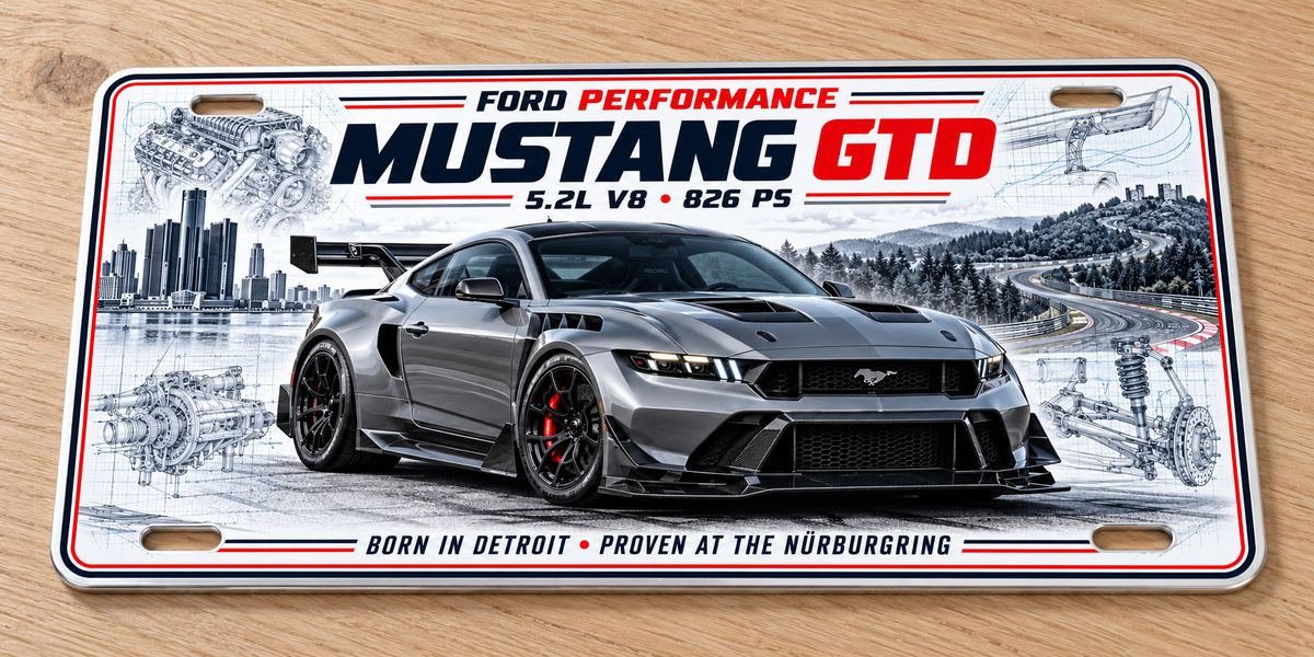 Ford Mustang GTD metal wall sign, glossy Printed show plate - Free Postage