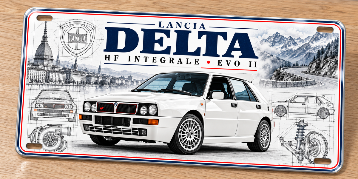 Lancia Delta HF Integrale EVO metal wall sign, glossy Printed show plate - Free Postage