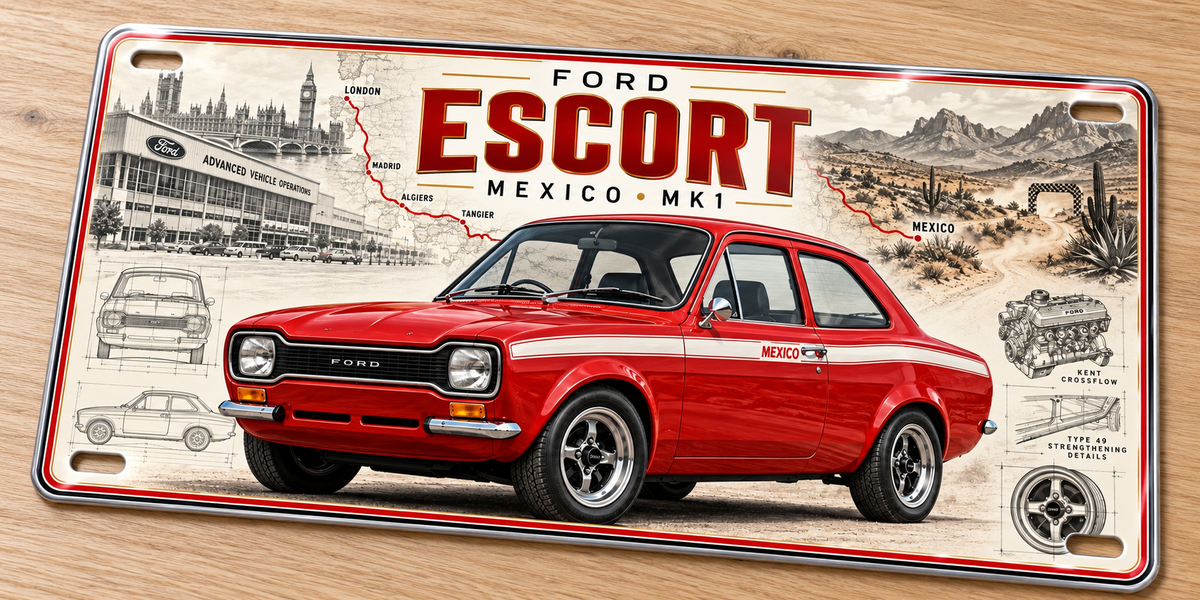 Ford Escort Mk.1 Mexico metal wall sign, glossy Printed show plate - Free uk postage
