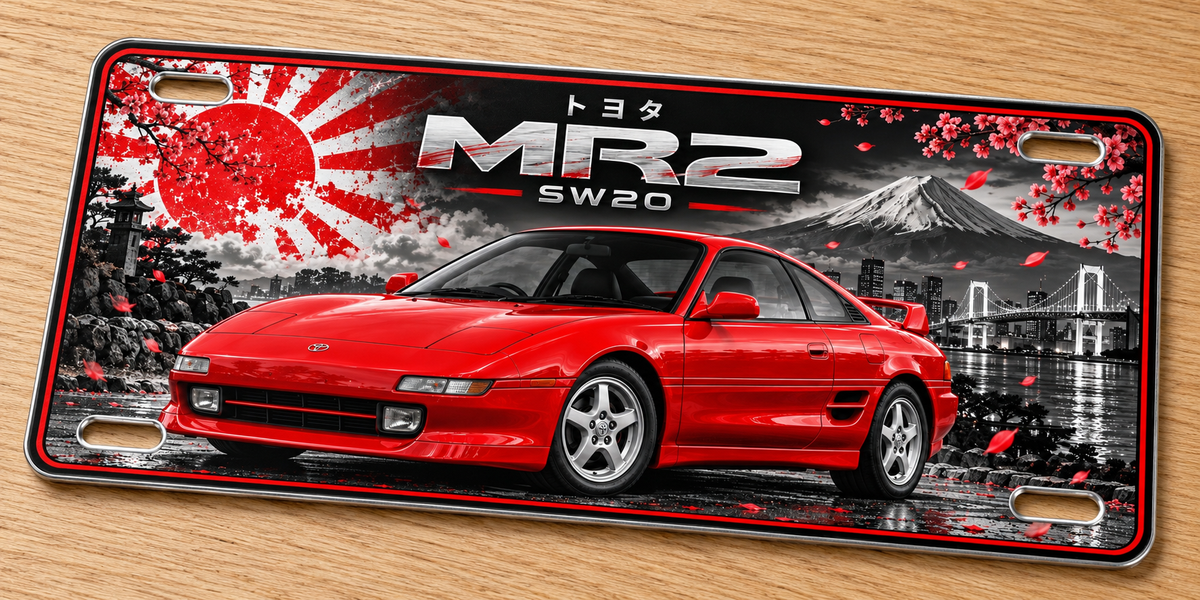 Toyota MR2 SW20 Japanese metal wall sign, glossy Printed show plate