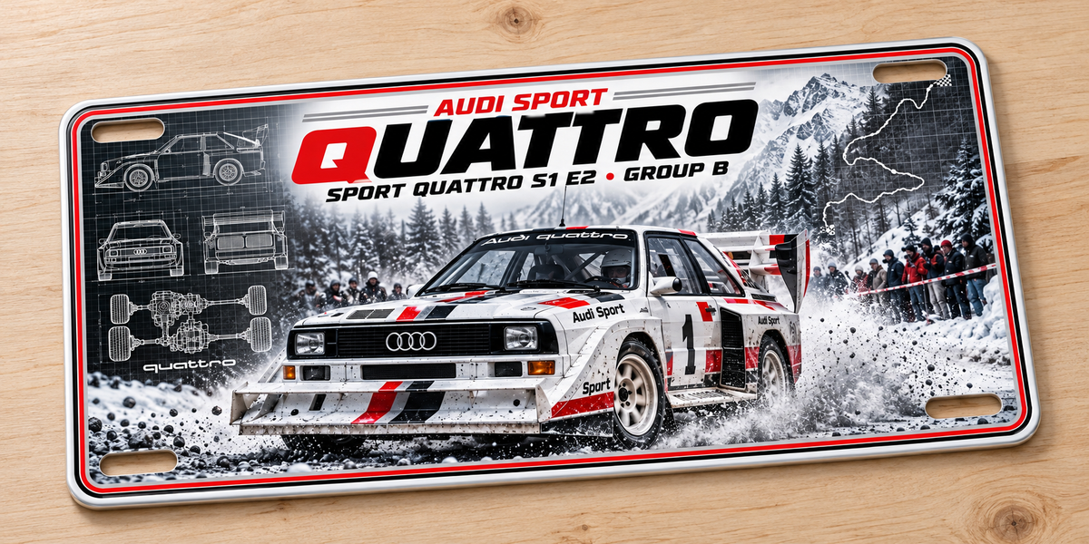 Audi sport Quattro rally edition metal wall sign, glossy Printed show plate