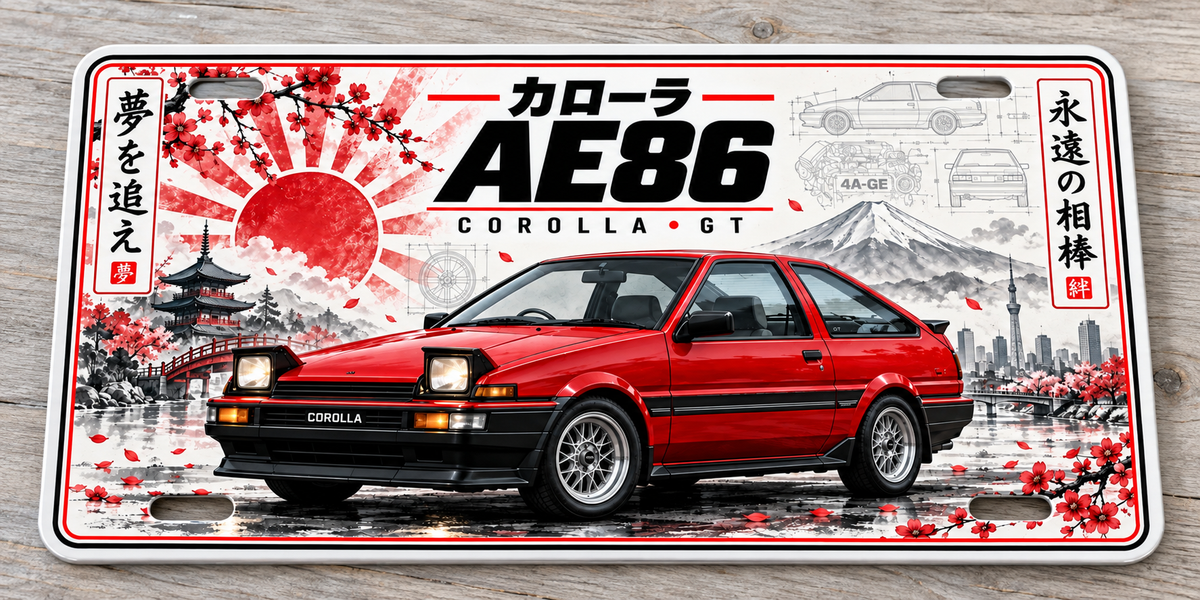 Toyota AE86 metal wall sign, glossy Printed show plate - Free postage