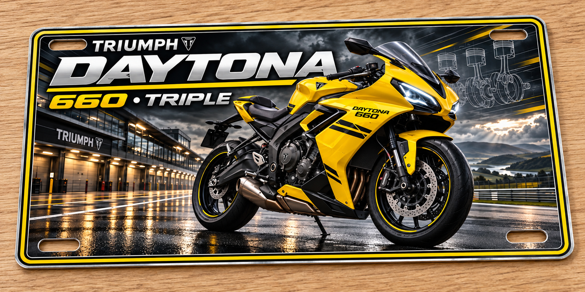 Triumph Daytona wall sign, glossy Printed show plate - Free Postage