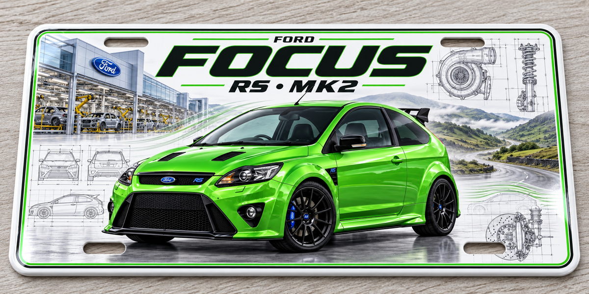 Ford Focus RS mk.2 metal wall sign, glossy Printed show plate - Free UK Postage