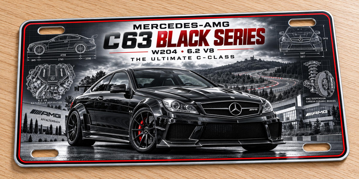 Mercedes C63 Black edition metal wall sign, Printed show plate - Free Postage