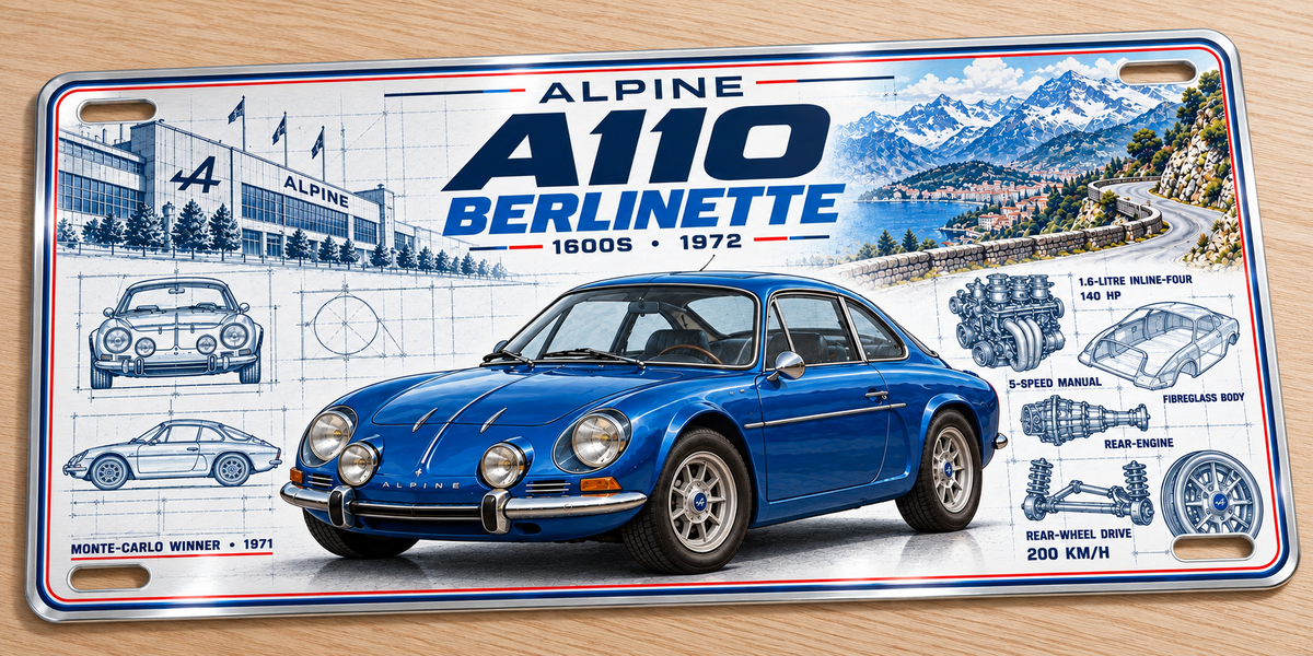 Alpine 110 1972 metal wall sign, glossy Printed show plate - Free uk postage