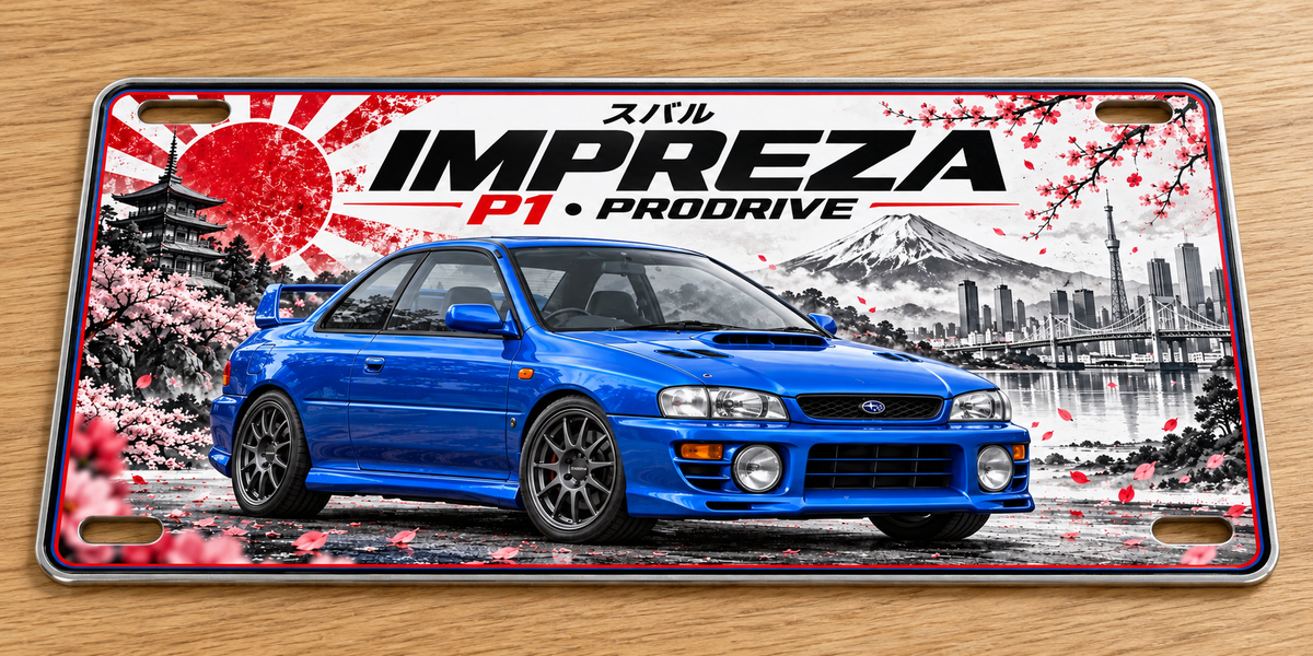 Subaru Impreza P1 metal wall sign, glossy Printed show plate - Free Postage