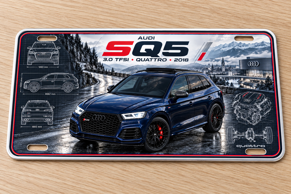 Audi SQ5 metal wall sign, glossy Printed show plate