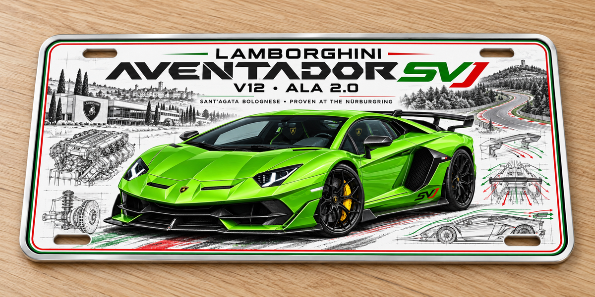 Lamborghini Aventador SVJ metal wall sign, Printed show plate - Free Postage