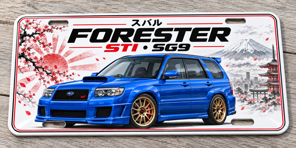 Subaru Forester WRX STI Japanese metal wall sign, glossy Printed show plate