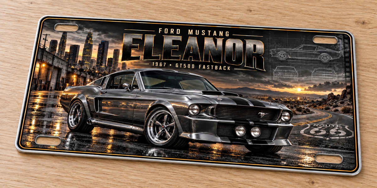 Ford Mustang Eleanor metal wall sign, glossy Printed show plate - Free Postage