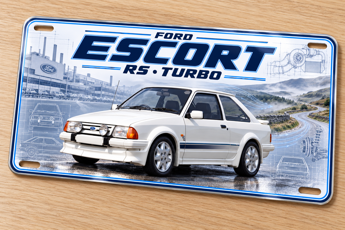 Ford Escort RS Turbo metal wall sign, glossy Printed show plate