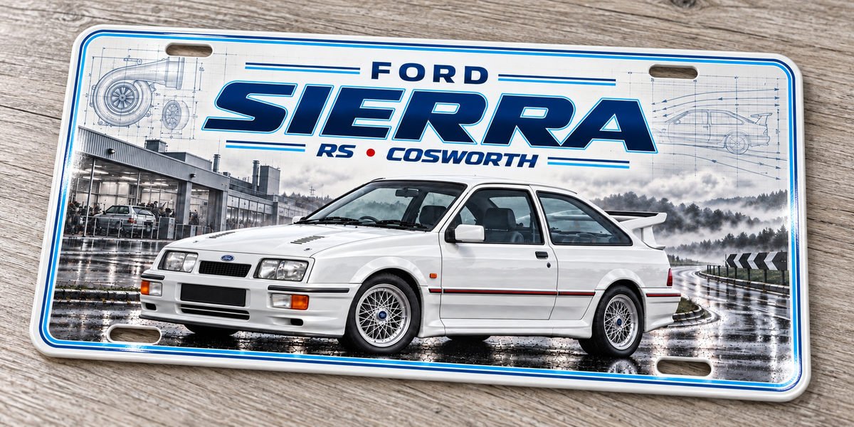 Ford Sierra RS Cosworth metal wall sign, glossy Printed show plate - Free UK postage