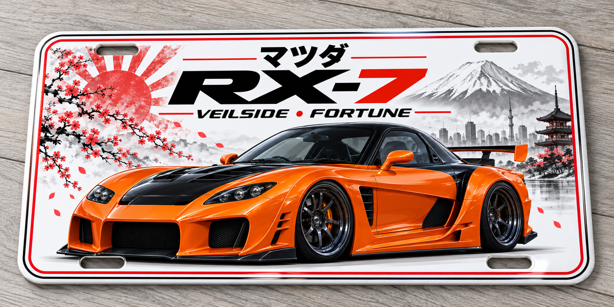 Mazda RX-7 Veilside Japanese metal wall sign, glossy Printed show plate