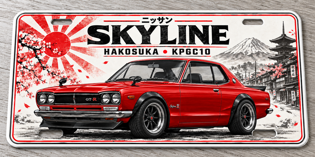 Nissan skyline hakosuka Japanese metal wall sign, glossy Printed show plate