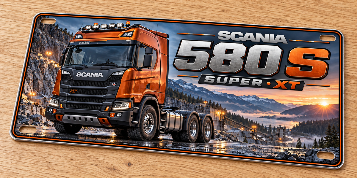 Scania Super 580 S XT metal wall sign, glossy Printed show plate - Free Postage