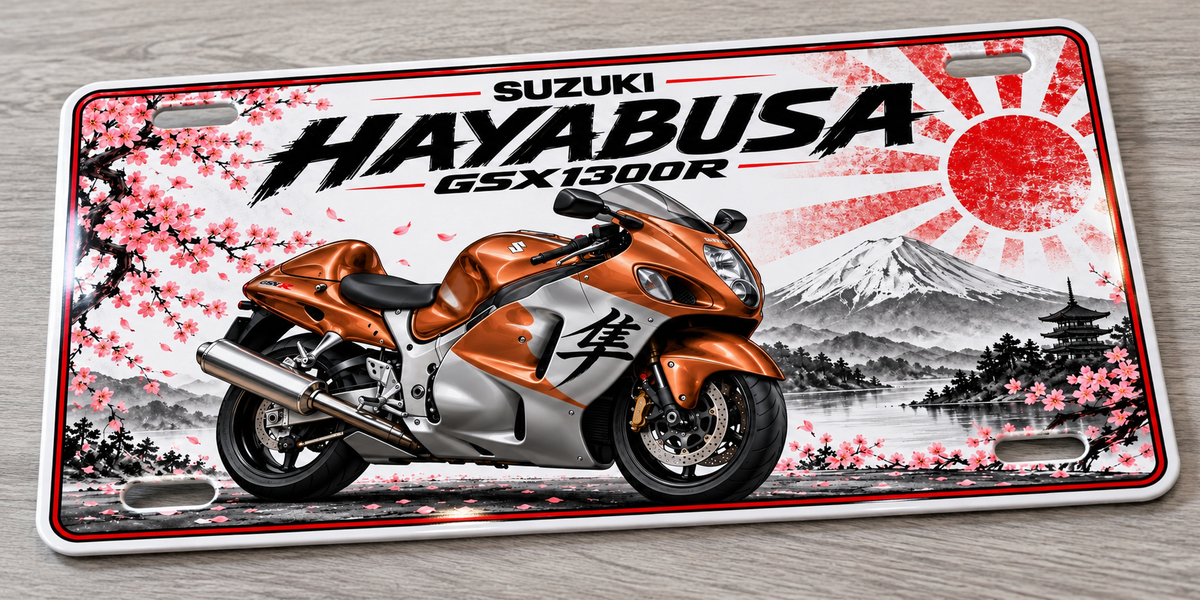 Suzuki GSX1300R Hayabusa metal wall sign, glossy Printed show plate