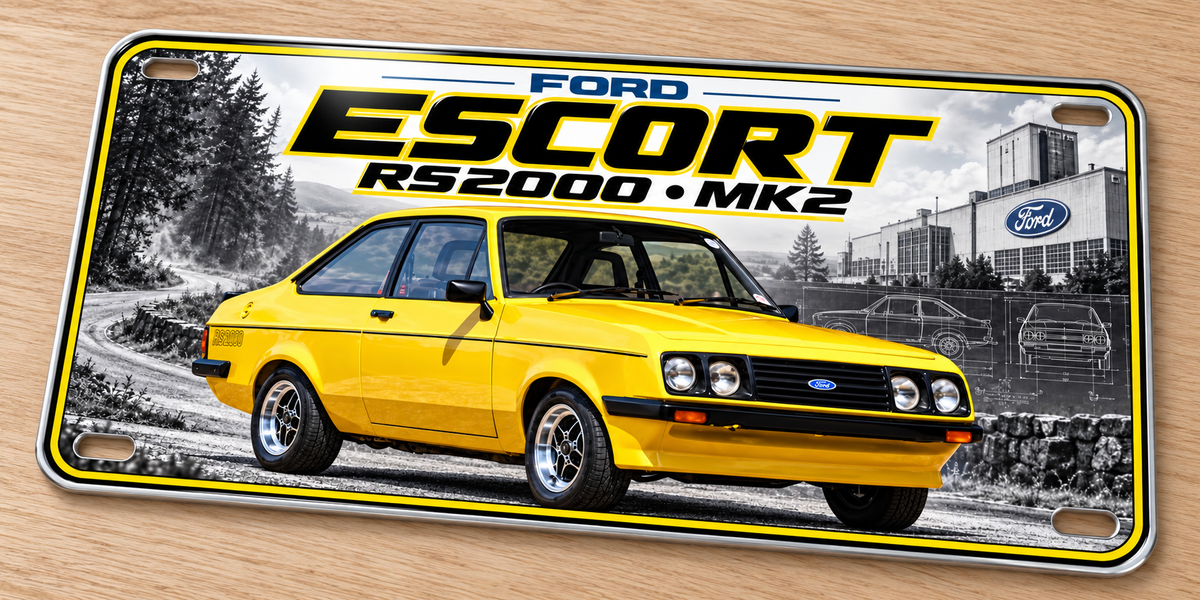 Ford Escort RS2000 Mk.2 metal wall sign, glossy Printed show plate