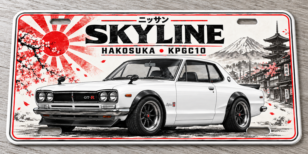 Nissan skyline hakosuka Japanese metal wall sign, glossy Printed show plate