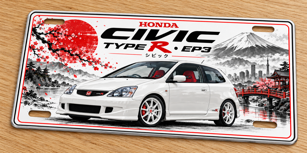 Honda civic Type R EP3 metal wall sign, glossy Printed show plate