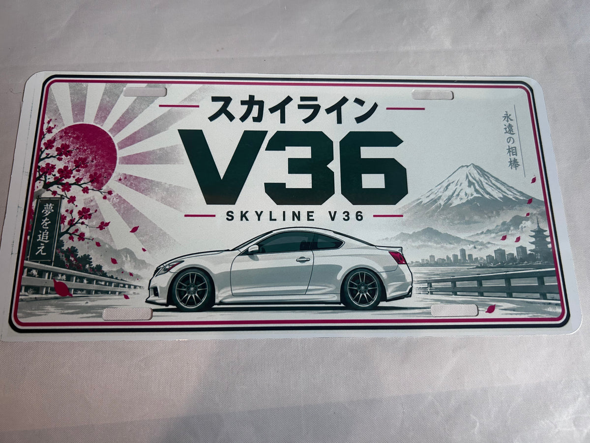 V36 Skyline coupe Japanese style metal wall sign, glossy Printed show plate