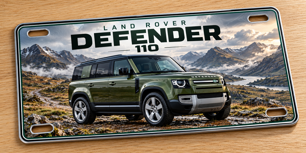 Land Rover defender metal wall sign, glossy Printed show plate - Free postage