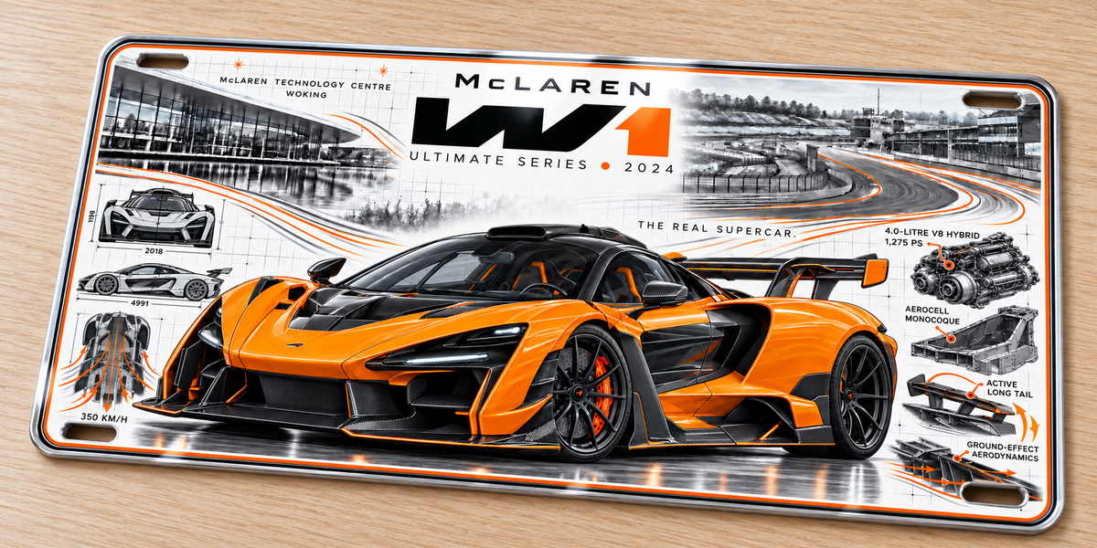 McLaren W1 metal wall sign, glossy Printed show plate - Free Postage