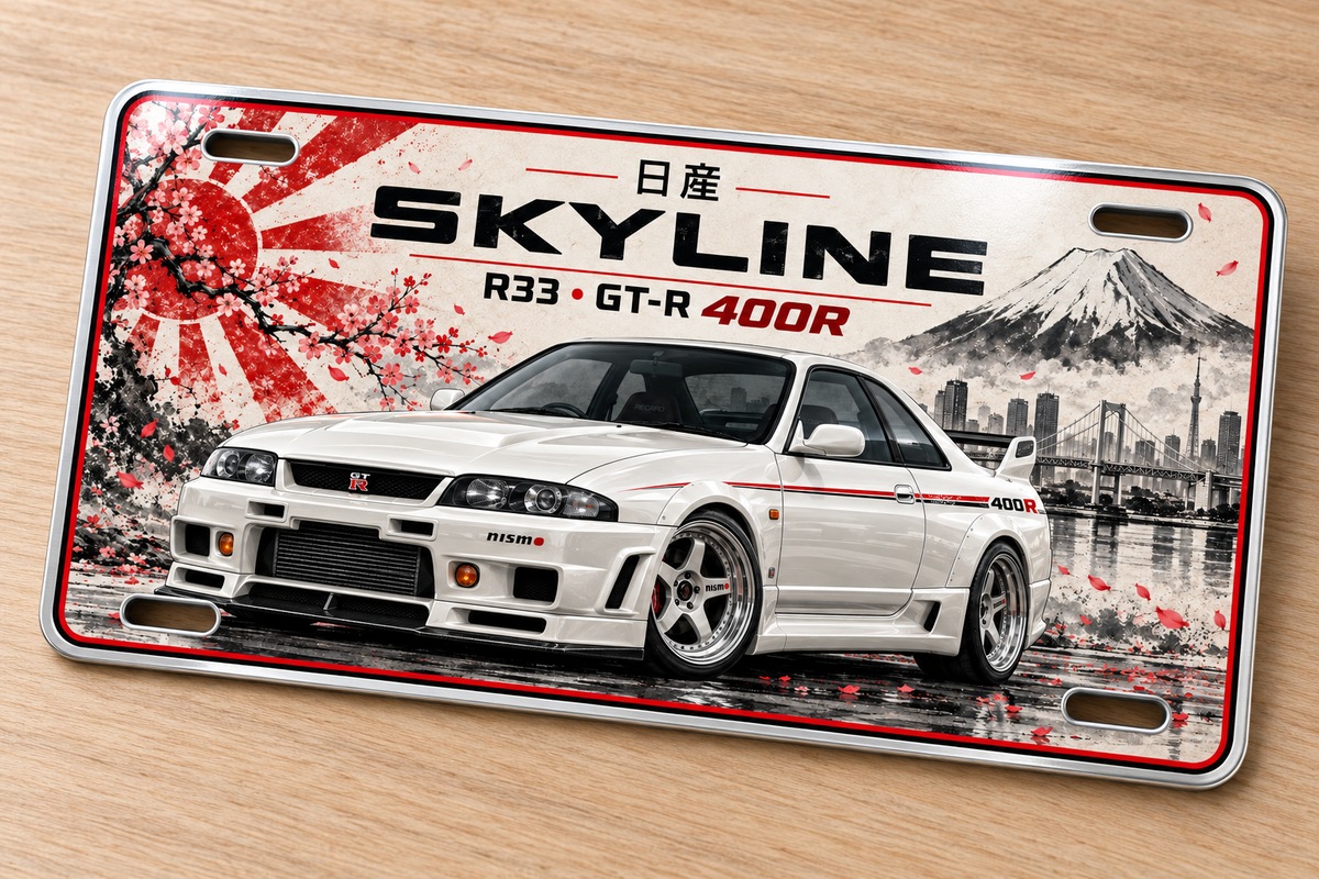R33 skyline GTR 400R Japanese style metal wall sign, glossy Printed show plate - Free postage
