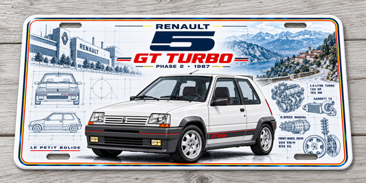 Renault 5 GT Turbo   metal wall sign, glossy Printed show plate