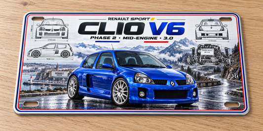 Renault Clio V6  metal wall sign, glossy Printed show plate