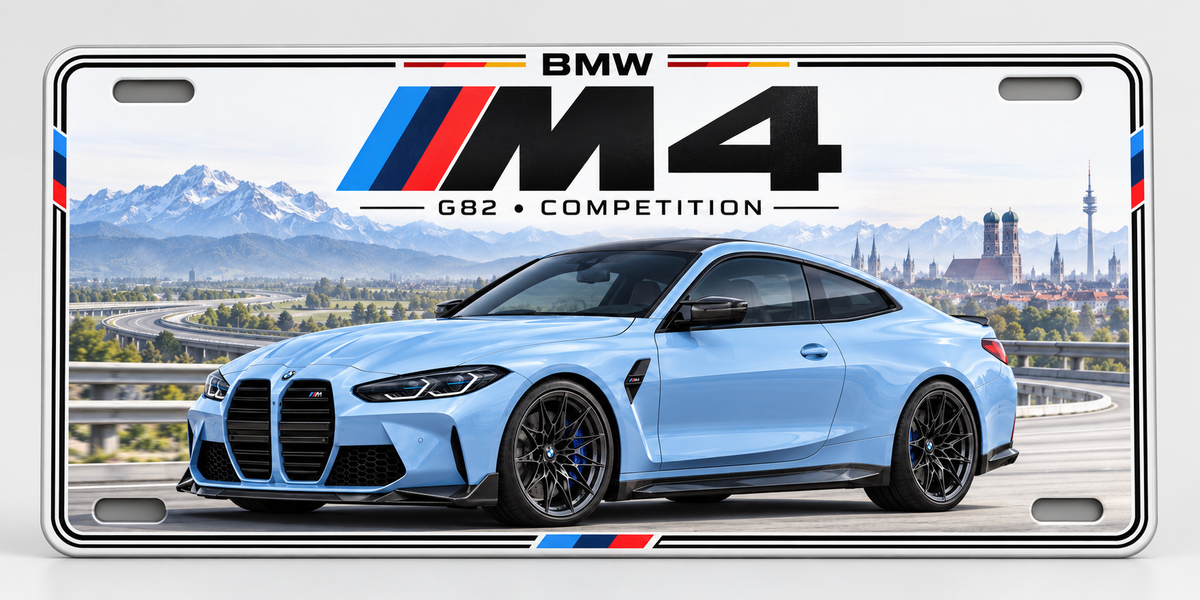 BMW M4 COMPETITION metal wall sign, glossy Printed show plate - Free Uk postage