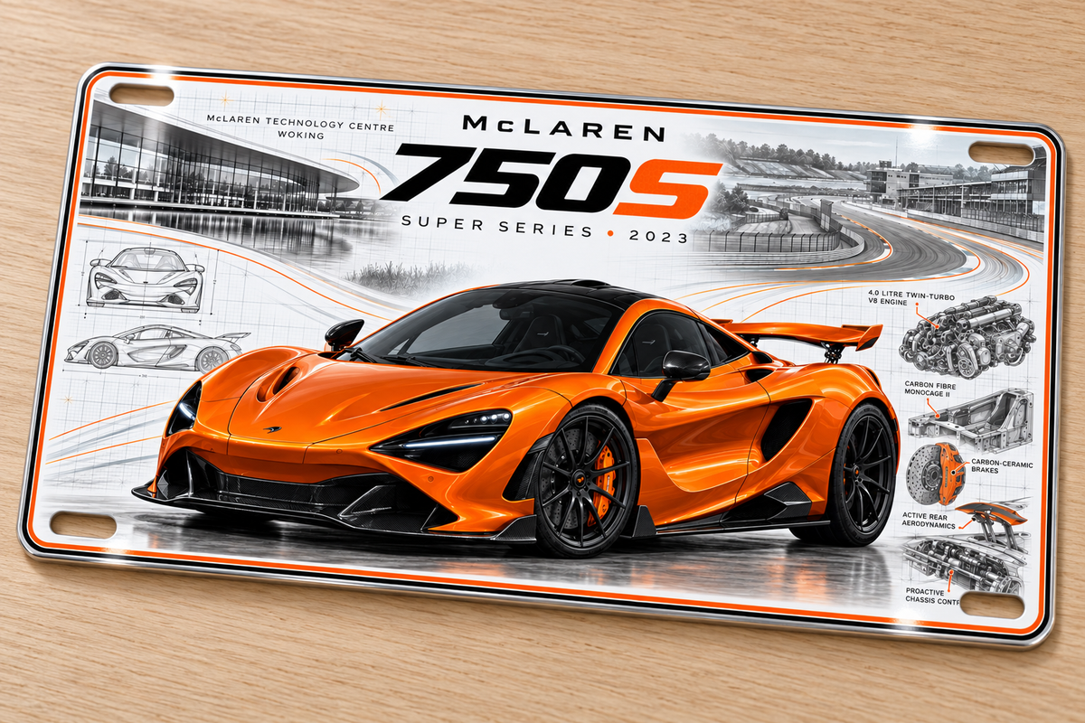 McLaren 750s  metal wall sign, glossy Printed show plate - Free UK Postage