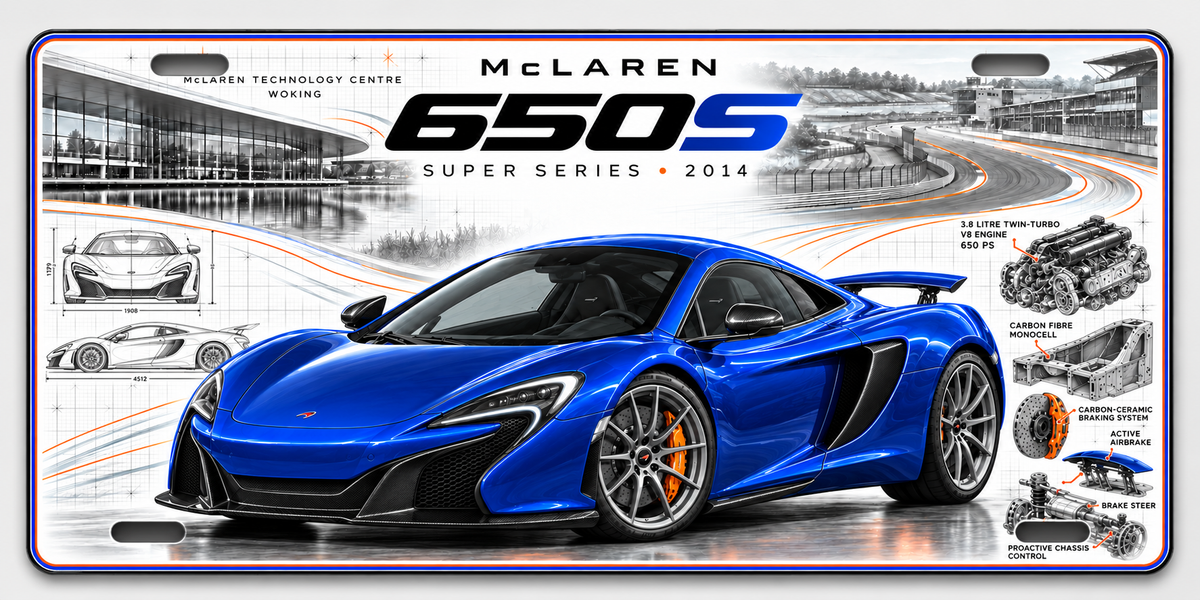 McLaren 650s  metal wall sign, glossy Printed show plate
