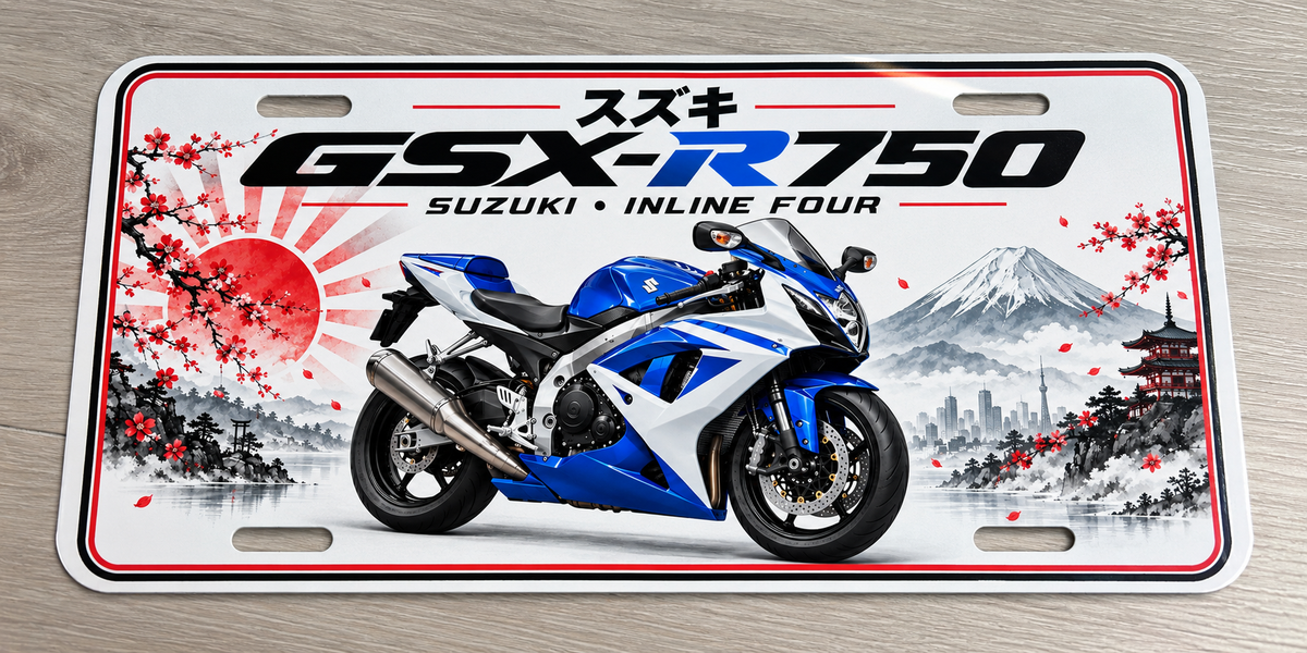 Suzuki GSXR 750 metal wall sign, glossy Printed show plate - Free Postage