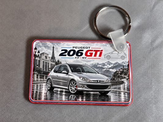 Peugeot 206 GTi 2.0 16V keyring - 1 key ring  - Free Postage