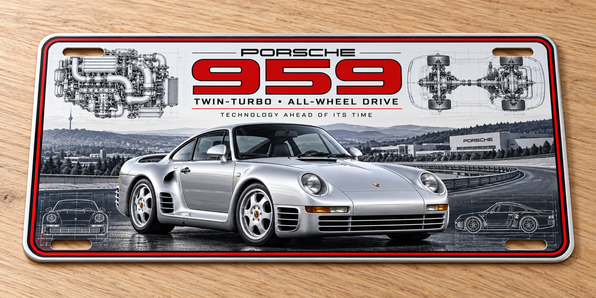 Porsche 959  metal wall sign, glossy Printed show plate - Free Postage
