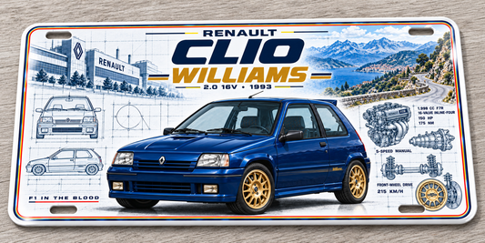 Renault Clio Williams  metal wall sign, glossy Printed show plate