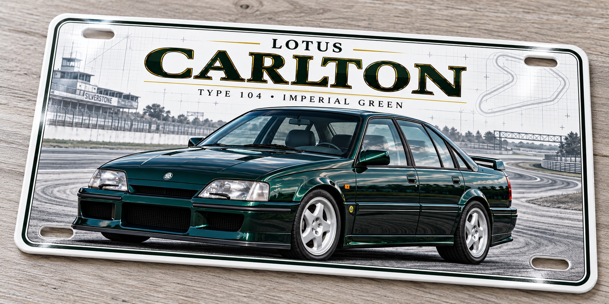 Lotus Carlton metal wall sign, glossy Printed show plate