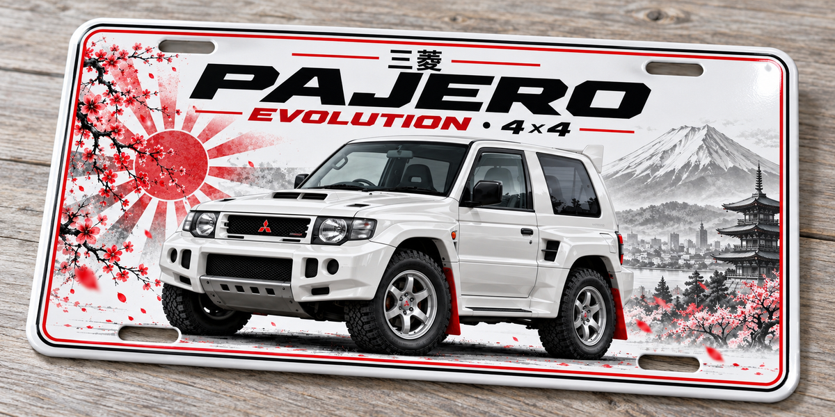 Mitsubishi Pajero EVO wall sign, glossy Printed show plate