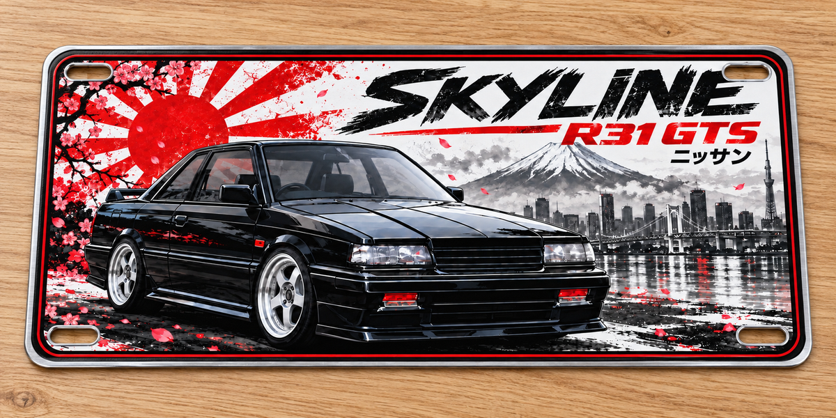 Nissan skyline R31 GTS metal wall sign, glossy Printed show plate- Free Postage