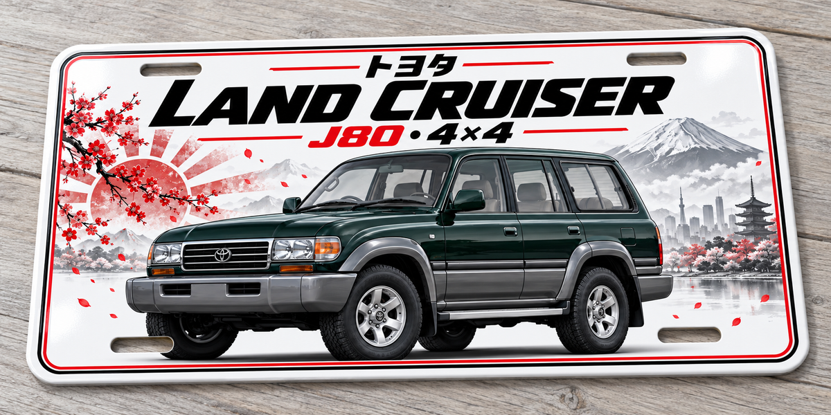 Toyota Land Cruiser j80 Japanese metal wall sign, glossy Printed show plate