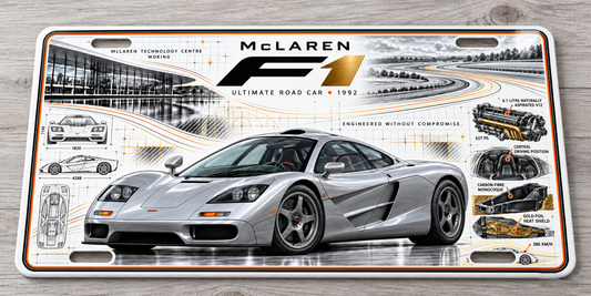 McLaren F1 metal wall sign, glossy Printed show plate