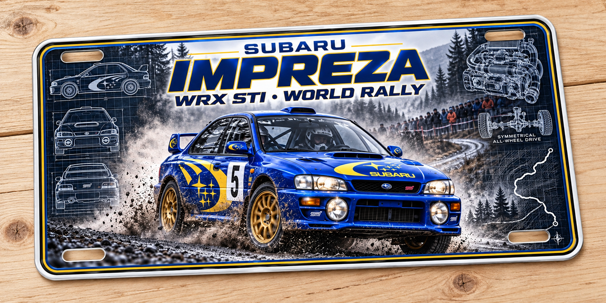 Subaru Impreza rally edition  metal wall sign, Printed show plate- Free Postage