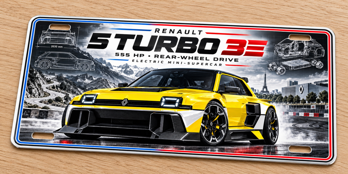 Renault 5 Turbo 3E metal wall sign, glossy Printed show plate - Free Postage