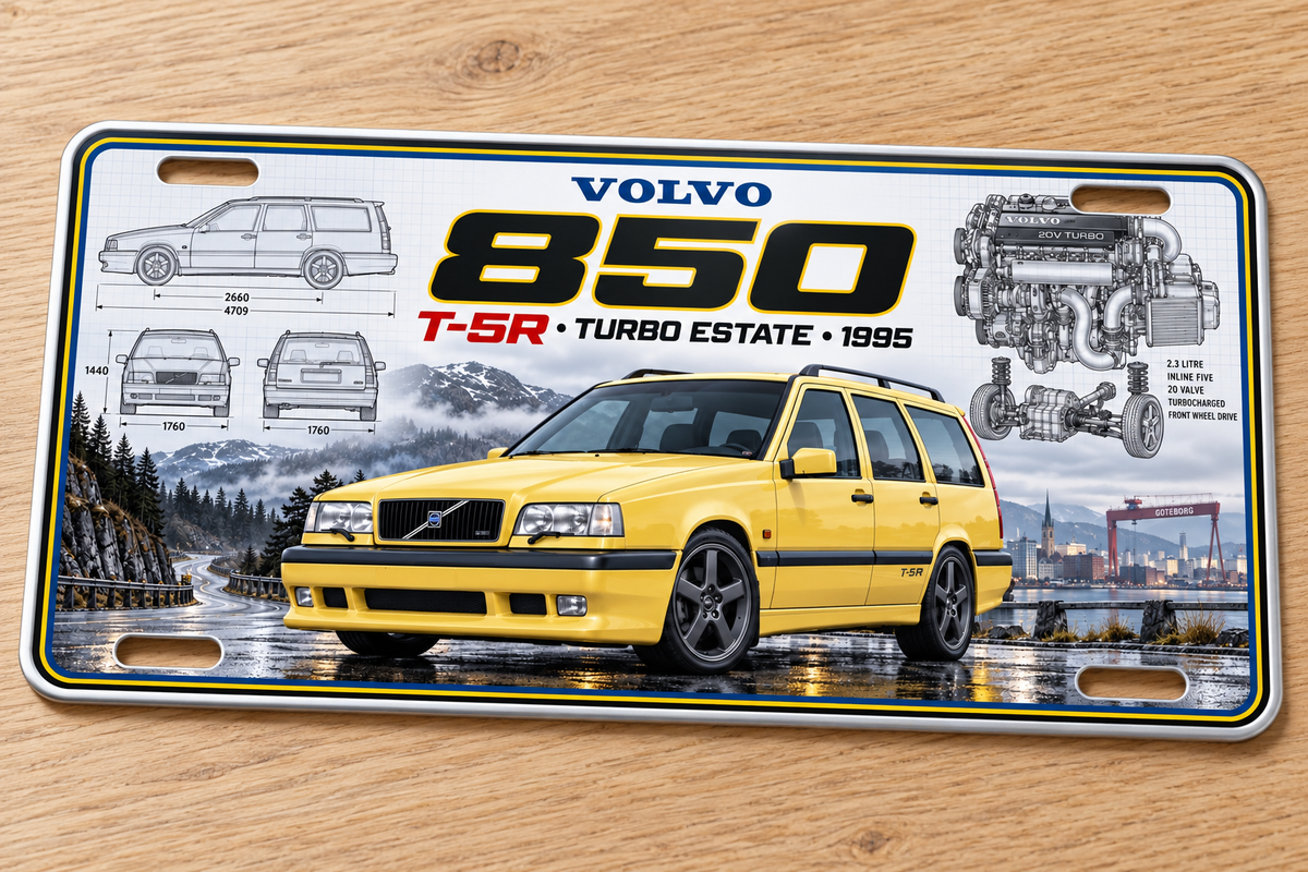 Volvo 850 T5-R  metal wall sign, glossy Printed show plate